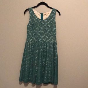 Embroidered teal dress